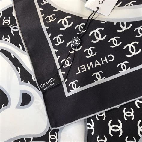 chanel back and white stroller scarf|Chanel scarf sale.